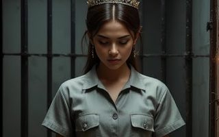 Kate on stage in sparkling gown escaping fiancé under spotlight