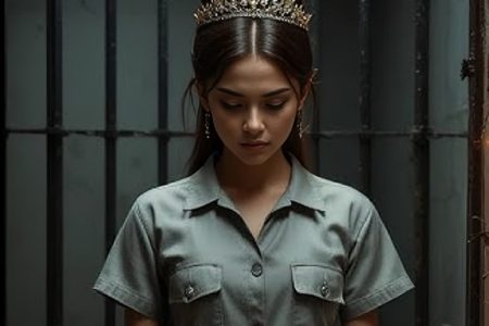 Kate on stage in sparkling gown escaping fiancé under spotlight