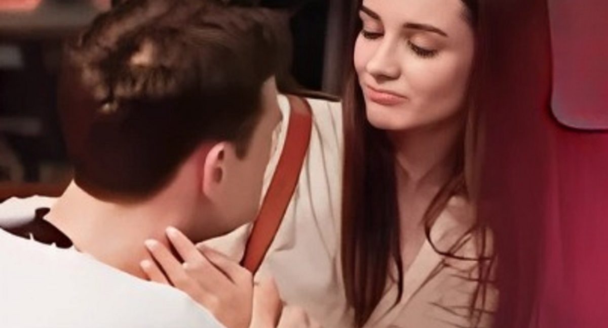 giant teddy bear surprise on bed as woman looks shocked