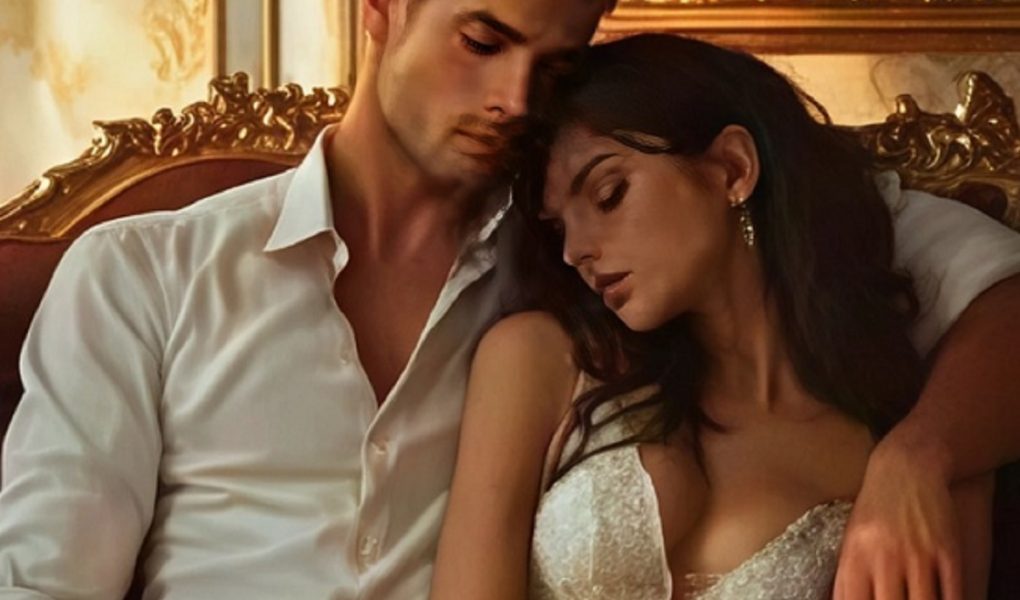 Wealthy man confronts couple on luxury car at night, dark romance tension