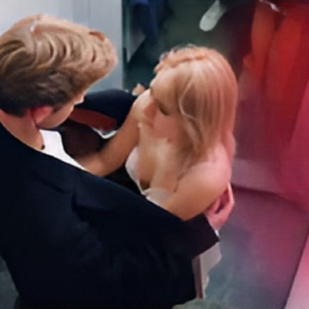 runaway bride hidden under jacket in fitting room