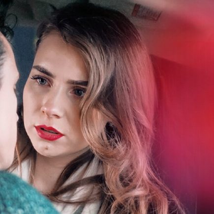 Blind date emotional confrontation between man and woman in romantic tension story